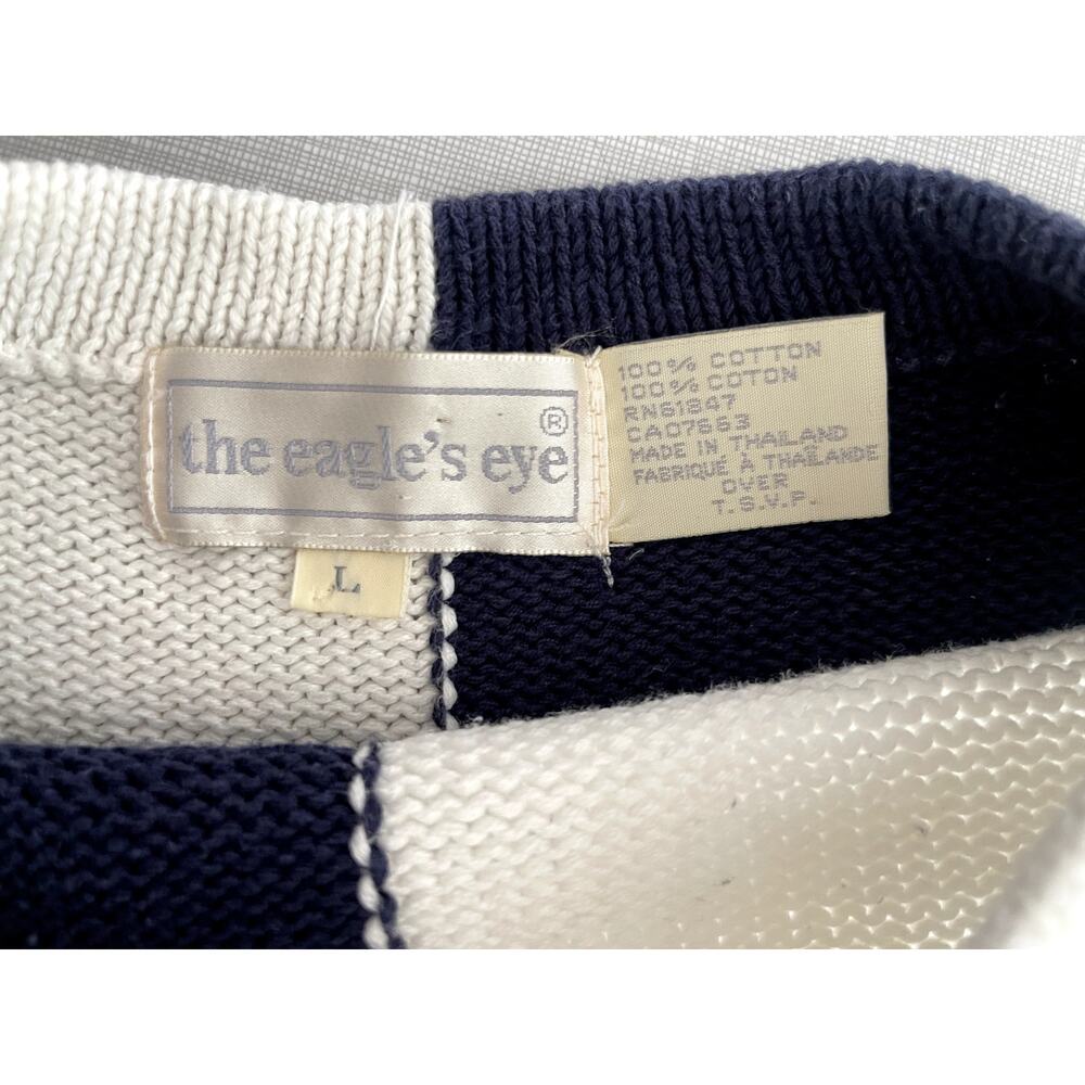 The Eagle's Eye L Anchor Sweater Navy Cotton 90s Vintage Nautical Preppy Unique - Picture 10 of 12